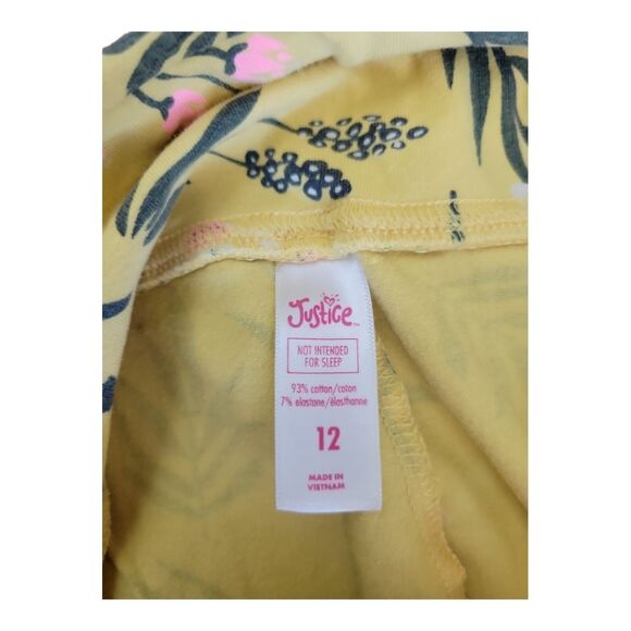 Justice Yellow Floral Leggings w/ Yoga Waist Size 12 - Picture 2 of 4